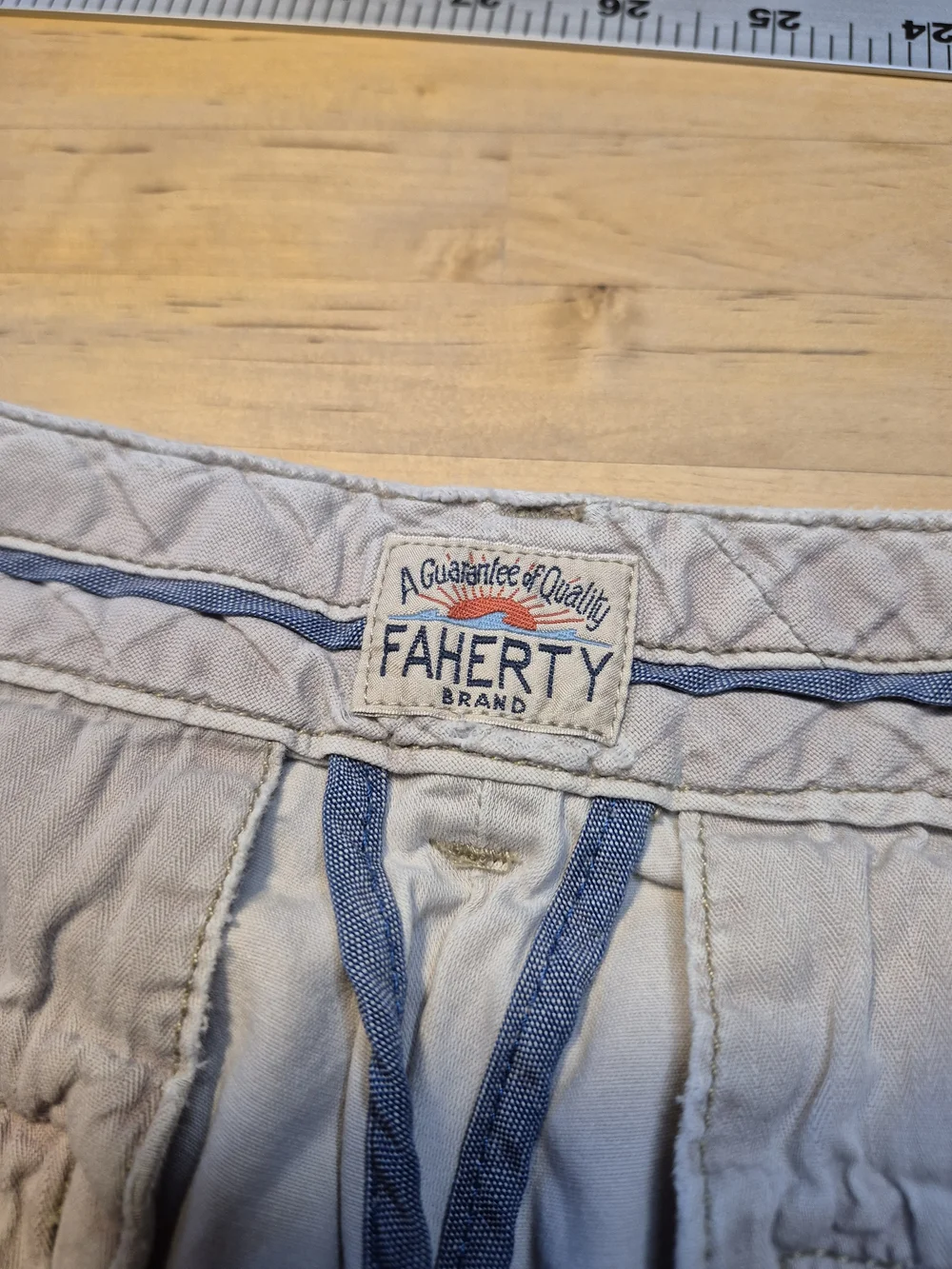 Faherty Light Tan Cotton Flat-Front Shorts 4992